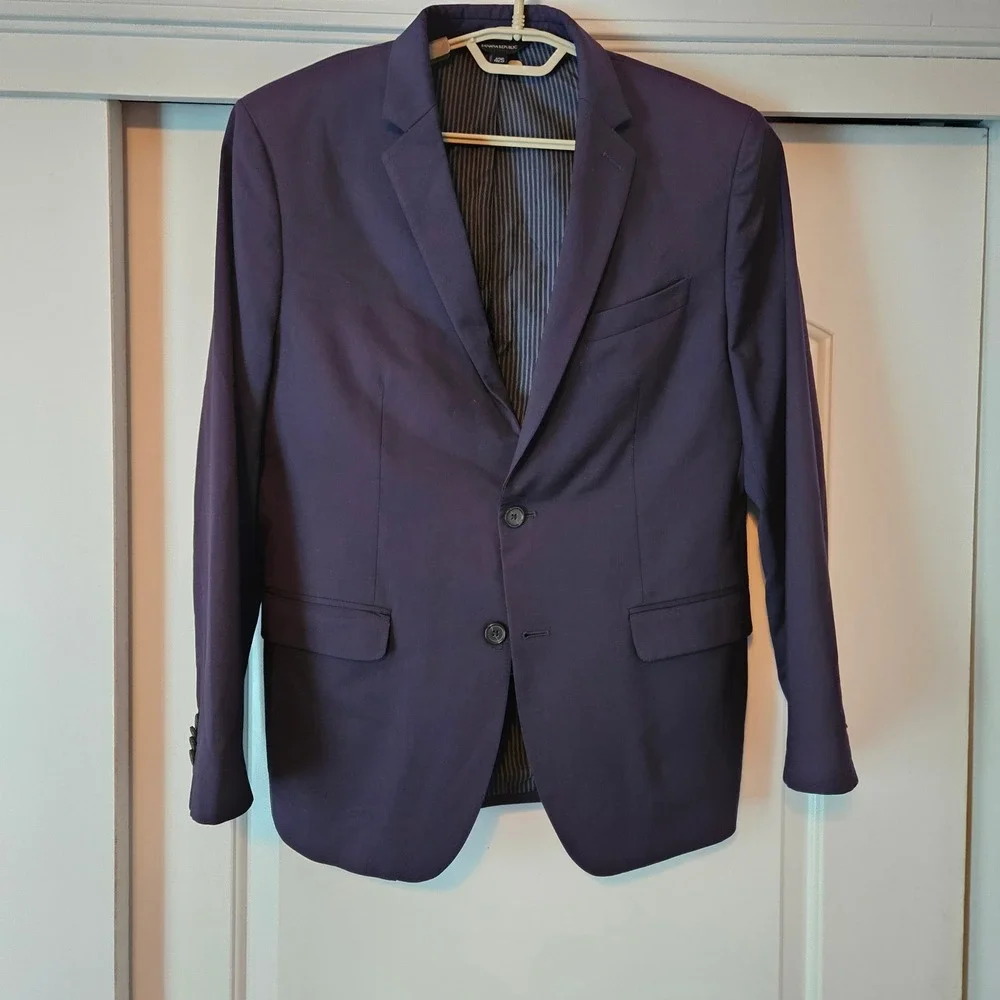 Banana Republic Blazer Mens 42S Blue Marzotto Super 120s Wool Sport Coat Jacket